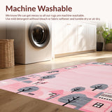 Ultra Soft Area Rug, Non Slip, Stain Resistant, Washable Area Rugs for Living Room, Bedroom, Creative Soft-Textured Artful Scene(Pink)