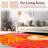 Ultra Soft Area Rug, Non Slip, Stain Resistant, Washable Area Rugs for Living Room, Bedroom, Energetic Modern Artistic Approach(Orange)