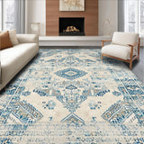 Ultra Soft Area Rug, Non Slip, Stain Resistant, Washable Area Rugs for Living Room, Bedroom, Chic Vintage Boho Area Neutral Beige Blue(Beige)