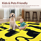 Ultra Soft Area Rug, Non Slip, Stain Resistant, Washable Area Rugs for Living Room, Bedroom, Stylish Minimalist Animal Print(Yellow)