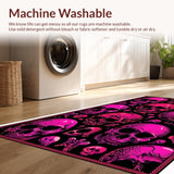 Ultra Soft Area Rug, Non Slip, Stain Resistant, Washable Area Rugs for Living Room, Bedroom, Playful Halloween Iconography Design(Pink)