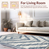 Ultra Soft Area Rug, Non Slip, Stain Resistant, Washable Area Rugs for Living Room, Bedroom, Coastal Nautical Striped Aesthetic(Blue)