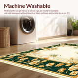 Ultra Soft Area Rug, Non Slip, Stain Resistant, Washable Area Rugs for Living Room, Bedroom, Ornate Floral Motif Area for Home Entry(Gold)