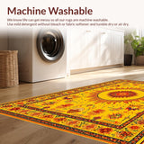 Ultra Soft Area Rug, Non Slip, Stain Resistant, Washable Area Rugs for Living Room, Bedroom, Sunny Spiraled Harmony Aesthetic(Gold)
