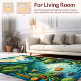 Ultra Soft Area Rug, Non Slip, Stain Resistant, Washable Area Rugs for Living Room, Bedroom, Multi-Color Outdoor Inspired Stain-Resistant Rug(Green)