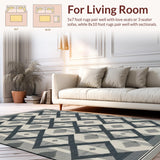 Ultra Soft Area Rug, Non Slip, Stain Resistant, Washable Area Rugs for Living Room, Bedroom, Rustic Textured Diamond Layout Design(Gray)