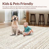 Ultra Soft Area Rug, Non Slip, Stain Resistant, Washable Area Rugs for Living Room, Bedroom, Rustic Warm Earthy Braided Style(Beige)
