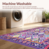 Ultra Soft Area Rug, Non Slip, Stain Resistant, Washable Area Rugs for Living Room, Bedroom, Artful Abstract Mosaic Arrangement(Purple)