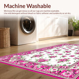 Ultra Soft Area Rug, Non Slip, Stain Resistant, Washable Area Rugs for Living Room, Bedroom, Graceful Nature-Inspired Design(White)