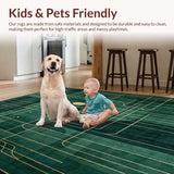 Ultra Soft Area Rug, Non Slip, Stain Resistant, Washable Area Rugs for Living Room, Bedroom, Modern Abstract Area Deep Green & Gold(Green)