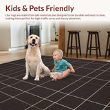 Ultra Soft Area Rug, Non Slip, Stain Resistant, Washable Area Rugs for Living Room, Bedroom, Urban Stylish Plaid Visual Harmony(Brown)
