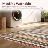 Ultra Soft Area Rug, Non Slip, Stain Resistant, Washable Area Rugs for Living Room, Bedroom, Vibrant Chindi Striped Aesthetic(Orange)