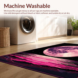 Ultra Soft Area Rug, Non Slip, Stain Resistant, Washable Area Rugs for Living Room, Bedroom, Moon Phase Elegant Textured Design(Purple)