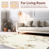 Ultra Soft Area Rug, Non Slip, Stain Resistant, Washable Area Rugs for Living Room, Bedroom, Refined Isabella Cream Beige Abstract Floral Area(Beige)