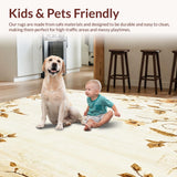 Ultra Soft Area Rug, Non Slip, Stain Resistant, Washable Area Rugs for Living Room, Bedroom, Vintage Floral Brown Beige Hallway Area Non Slip Kitchen(Beige)
