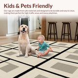 Ultra Soft Area Rug, Non Slip, Stain Resistant, Washable Area Rugs for Living Room, Bedroom, Urban Loft Geometric Area Carbon Infusion Collection(Beige)
