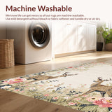 Ultra Soft Area Rug, Non Slip, Stain Resistant, Washable Area Rugs for Living Room, Bedroom, Vibrant Botanical Animal Print(Beige)