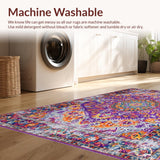 Ultra Soft Area Rug, Non Slip, Stain Resistant, Washable Area Rugs for Living Room, Bedroom, Artistic Retro Tiled Aesthetic(Purple)