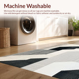 Ultra Soft Area Rug, Non Slip, Stain Resistant, Washable Area Rugs for Living Room, Bedroom, Modern Abstract Ivory Black Living Room Non-Shedding Rug(Black)