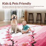 Ultra Soft Area Rug, Non Slip, Stain Resistant, Washable Area Rugs for Living Room, Bedroom, Delicate Blossom Patterned Elegance(Pink)