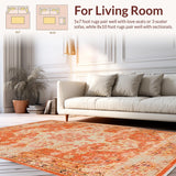 Ultra Soft Area Rug, Non Slip, Stain Resistant, Washable Area Rugs for Living Room, Bedroom, Charming Soft Textured Motif Runner(Orange)