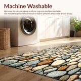 Ultra Soft Area Rug, Non Slip, Stain Resistant, Washable Area Rugs for Living Room, Bedroom, Artisan Pebble Path Runner Boho Zen Neutral Decor(Beige)