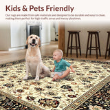 Ultra Soft Area Rug, Non Slip, Stain Resistant, Washable Area Rugs for Living Room, Bedroom, Stylish Round with Ornamental Floral Medallions(Beige)