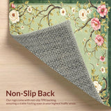 Ultra Soft Area Rug, Non Slip, Stain Resistant, Washable Area Rugs for Living Room, Bedroom, Floral Inspired Washable Area Rug with Non Slip Backing and Boho Charm(Green)