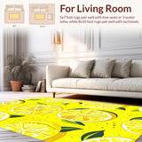 Ultra Soft Area Rug, Non Slip, Stain Resistant, Washable Area Rugs for Living Room, Bedroom, Lively Yellow and White Palette(Yellow)