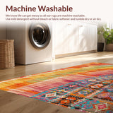 Ultra Soft Area Rug, Non Slip, Stain Resistant, Washable Area Rugs for Living Room, Bedroom, Cotton Vibrant Classroom Dining Area Rug(Orange)