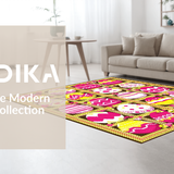 Ultra Soft Area Rug, Non Slip, Stain Resistant, Washable Area Rugs for Living Room, Bedroom, Festive Springtime Egg Motif(Pink)
