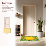 Ultra Soft Area Rug, Non Slip, Stain Resistant, Washable Area Rugs for Living Room, Bedroom, Sunny Colorful Kaleidoscopic Design(Yellow)