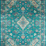 Ultra Soft Area Rug, Non Slip, Stain Resistant, Washable Area Rugs for Living Room, Bedroom, Rustic Lake Green Floral Motif(Green)