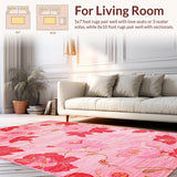 Ultra Soft Area Rug, Non Slip, Stain Resistant, Washable Area Rugs for Living Room, Bedroom, Joyful Springtime Color Palette(Pink)
