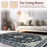 Ultra Soft Area Rug, Non Slip, Stain Resistant, Washable Area Rugs for Living Room, Bedroom, Rustic Vintage Geometric Aesthetic(Blue)