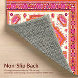 Ultra Soft Area Rug, Non Slip, Stain Resistant, Washable Area Rugs for Living Room, Bedroom, Chic Retro Orange Design Elements(White)