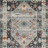 Ultra Soft Area Rug, Non Slip, Stain Resistant, Washable Area Rugs for Living Room, Bedroom, Chic Tribal Medallion Composition(Blue)