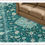 Ultra Soft Area Rug, Non Slip, Stain Resistant, Washable Area Rugs for Living Room, Bedroom, Vibrant Geometric Motif Fusion(Blue)