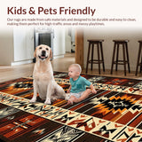 Ultra Soft Area Rug, Non Slip, Stain Resistant, Washable Area Rugs for Living Room, Bedroom, Native American Pattern Bedroom Stain-Resistant Carpet(Brown)