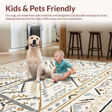 Ultra Soft Area Rug, Non Slip, Stain Resistant, Washable Area Rugs for Living Room, Bedroom, Rustic Off-White Charm with Tassels(Beige)