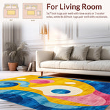 Ultra Soft Area Rug, Non Slip, Stain Resistant, Washable Area Rugs for Living Room, Bedroom, Contemporary Multi-Hued Pattern(Yellow)