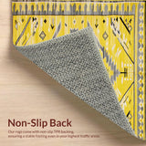Ultra Soft Area Rug, Non Slip, Stain Resistant, Washable Area Rugs for Living Room, Bedroom, Tribal Yellow Diamond Motif(Yellow)