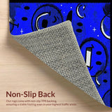 Ultra Soft Area Rug, Non Slip, Stain Resistant, Washable Area Rugs for Living Room, Bedroom, Funky Blue Circular Pop(Blue)