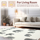 Ultra Soft Area Rug, Non Slip, Stain Resistant, Washable Area Rugs for Living Room, Bedroom, Rustic Elephant Print for Children(Gray)