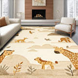 Ultra Soft Area Rug, Non Slip, Stain Resistant, Washable Area Rugs for Living Room, Bedroom, Vibrant Animal Print Motif(Beige)