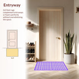 Ultra Soft Area Rug, Non Slip, Stain Resistant, Washable Area Rugs for Living Room, Bedroom, Contemporary Purple Tiled Motif(Purple)