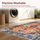 Ultra Soft Area Rug, Non Slip, Stain Resistant, Washable Area Rugs for Living Room, Bedroom, Contemporary Distressed Geometric Vibe(Orange)