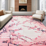 Ultra Soft Area Rug, Non Slip, Stain Resistant, Washable Area Rugs for Living Room, Bedroom, Tranquil Rustic Blossom Theme(Pink)