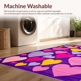 Ultra Soft Area Rug, Non Slip, Stain Resistant, Washable Area Rugs for Living Room, Bedroom, Joyful Heartfelt Decorative Accent(Purple)
