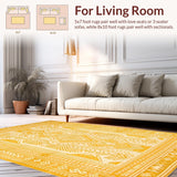 Ultra Soft Area Rug, Non Slip, Stain Resistant, Washable Area Rugs for Living Room, Bedroom, Unique Curved Patterned Rug(Yellow)